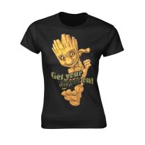 Guardians of the Galaxy Vol 2 T Shirt Groot Dance Official Womens Skinny Fit L Black - Large