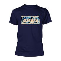 Oasis T Shirt Camo Band Logo Official Mens Navy Blue S - Small