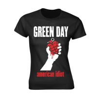 Green Day T Shirt American Idiot Heart Official Womens Skinny Fit Black Xl - X-Large