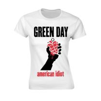 Green Day T Shirt American Idiot Heart Official Womens Skinny Fit White L - Large