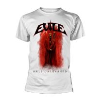 Evile T Shirt Hell Unleashed Band Logo Official Mens White L - Large