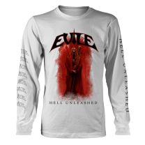 Evile T Shirt Hell Unleashed Band Logo Official Mens White Long Sleeve Xl - X-Large