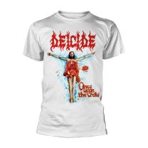 Deicide T Shirt Once Upon the Cross Band Logo Official Mens White L - Large