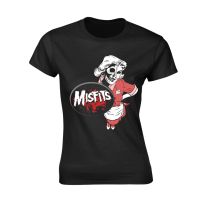 Misfits T Shirt Waitress Band Logo Official Womens Skinny Fit Black L - Large