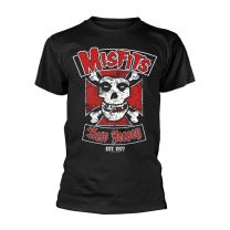 Misfits T Shirt Biker Design Band Logo New Official Mens Black, Black, Large - Large