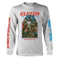 Clutch T-Shirt Elephant Band Logo Nue Official Men's White Long Sleeve, White, M