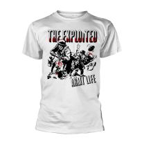 Exploited T Shirt Army Life Band Logo Official Mens White S - Small