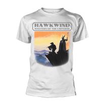 Hawkwind T Shirt Masters of the Universe Band Logo Official Mens White S - Small