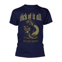 Sick of It All T Shirt Panther Band Logo York Hardcore Official Mens Navy M - Medium