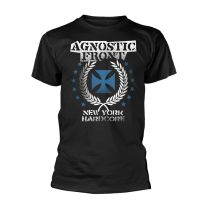 Agnostic Front Blue Iron Cross Men T-Shirt Black Xl, 100% Cotton, Regular