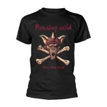 Running Wild Under Jolly Roger (Crossbones) T-Shirt Black L, 100% Cotton, Regular - Large