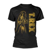 T-Rex T Shirt Marc Bolan Guitar Distressed Logo Official Mens Black S - Small