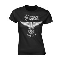Saxon T Shirt Est 1979 Band Logo Official Womens Skinny Fit Black Xxl - Xx-Large
