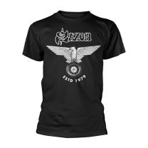Saxon T Shirt Est 1979 Eagle Band Logo New Official Mens Black - X-Large