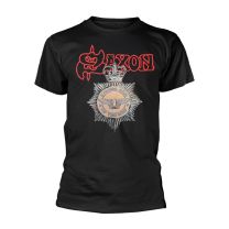 Saxon T Shirt Strong Arm of the Law Band Logo Official Mens Black M - Medium