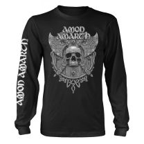 Amon Amarth T Shirt Grey Skull Official Mens Black Long Sleeve L - Large