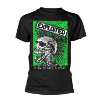 Exploited T Shirt Lets Start A War Skull Band Logo Official Mens Black L - Large