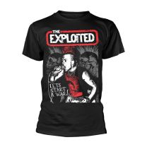 Exploited T Shirt Lets Start A War Distressed Logo Official Mens Black Xl - X-Large