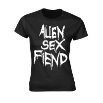 Alien Sex Fiend T Shirt White Band Logo Official Womens Skinny Fit Black Xl - X-Large