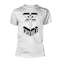 Trouble T Shirt Logo 1 Official Mens White Xxl - Xx-Large