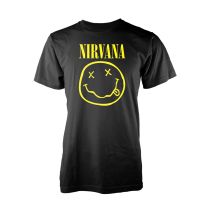 Nirvana Smiley Logo Women T-Shirt Black S, 100% Cotton, Regular - Small