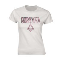 Nirvana T Shirt Femme Band Logo Official Womens Skinny Fit Sand L - Large