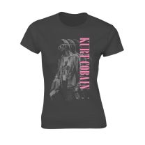Kurt Cobain T Shirt Standing Portrait Logo Official Womens Skinny Fit Grey Xl - X-Large