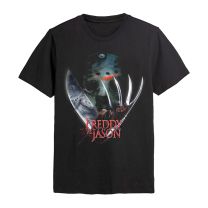 Freddy Vs Jason T Shirt Mask Horror Movie Logo Official Mens Black S - Small