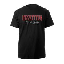 Led Zeppelin Men's Ledzeppelin_logo & Symbols Bl_ts: 1xl T-Shirt, Black (Black Black), X-Large - X-Large