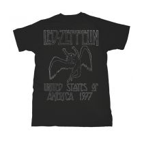 Led Zeppelin Men's Ledzeppelin_usa '77 Bl_ts: M T-Shirt, Black (Black Black), Medium - Medium