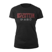 Led Zeppelin Logo & Symbols T-Shirt Black L - Women's Large