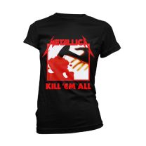 Metallica T Shirt Kill Em All Tracks Band Logo Official Womens Skinny Fit Black L