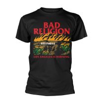 Bad Religion T Shirt Burning Black Band Logo Official Mens Black S - Small