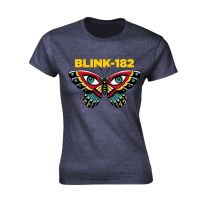 Blink 182 T Shirt Butterfly Band Logo New Official Womens Skinny Fit Blue, Blue, M - Medium