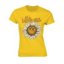Blink 182 T Shirt Sunflower Band Logo Official Womens Skinny Fit Yellow L - Large