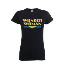 Dc Comics Wonder Woman T Shirt Ww Logo Official Womens Skinny Fit Black 14 - X-Large