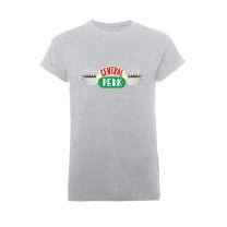 Friends Official Women's Unisex Central Perk Rolled Sleeve T-Shirt - Retro Tv Tee Grey - Large