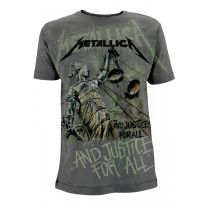 Metallica ... and Justice For All - Neon Backdrop Men T-Shirt Charcoal S, 100% Cotton, Regular - Small