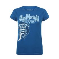 Gas Monkey Garage Tonal Monkey Classic Girls Shirt Blue Xxl - Women's Xx-Large