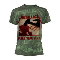 Metallica T Shirt Kill Em All Band Logo All Over Print Official Mens Green S