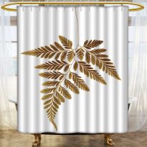 Amapark Bath Curtain Water Repellent Mold Dry Fern Leaf On White Background For Bathroom Water-Repellent Hotel Quality